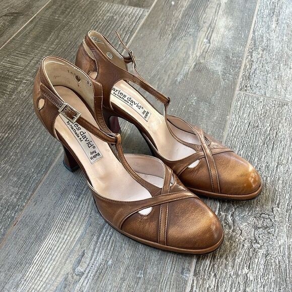 Charles David by Nathalie M. Vintage Leather Heel made in Italy (37.5) - Picture 1 of 7